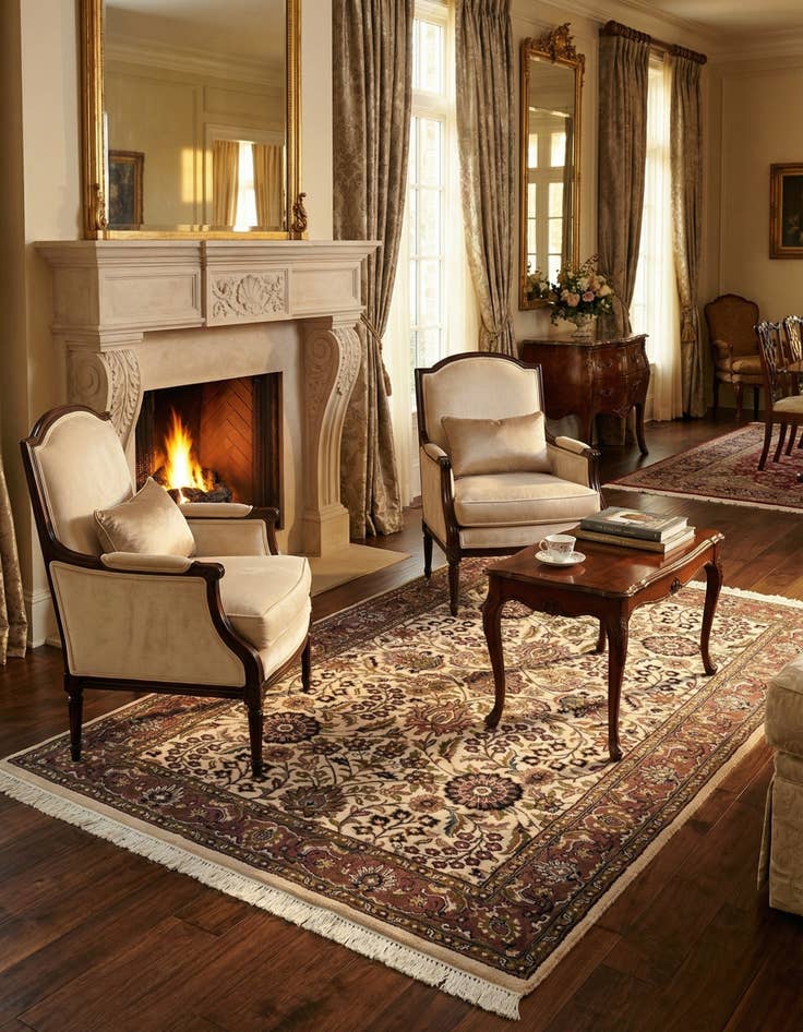 Detail image of 4' x 6' 8  Hand Knotted Isfahan Wool Rug