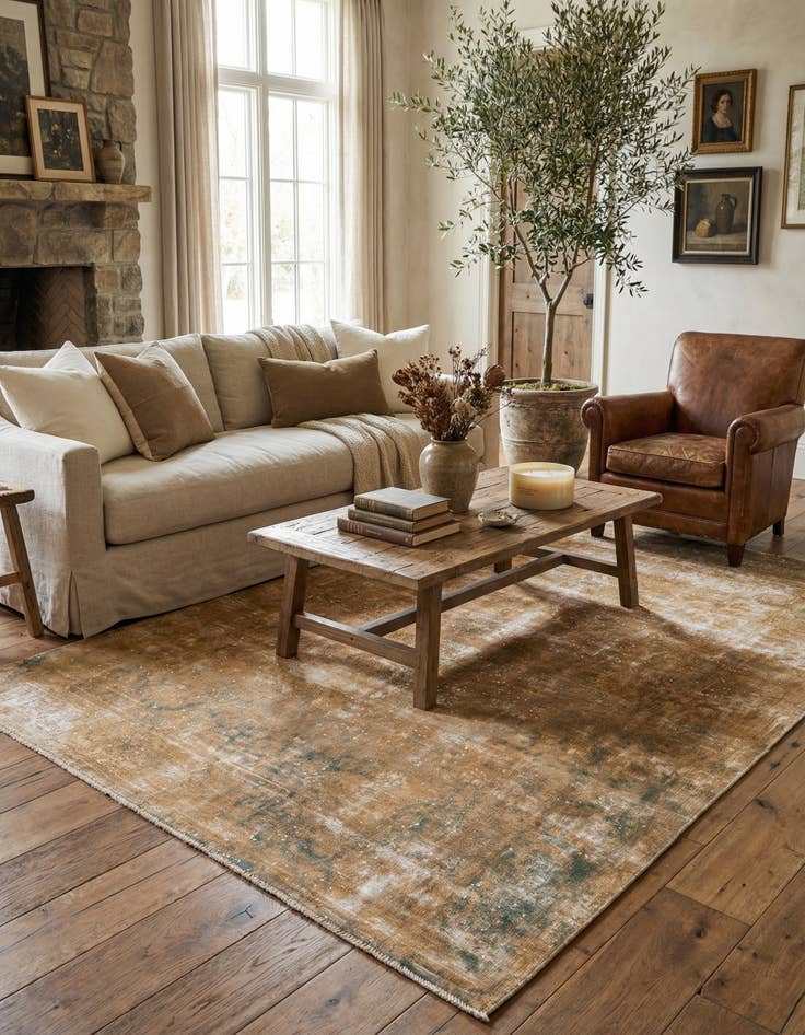 Detail image of 6' 3 x 9' 2  Hand Knotted Ultra Vintage Persian Wool Rug