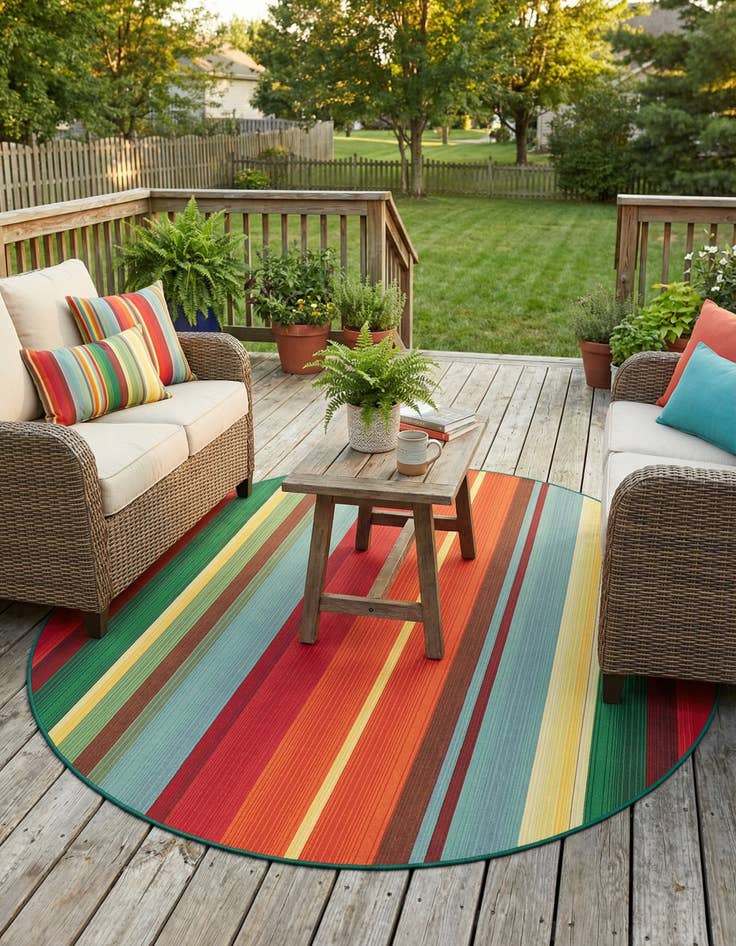 Detail image of 5' 3 x 8'  Washable Modern Indoor / Outdoor Oval Rug