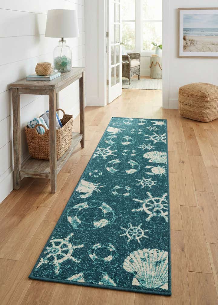 2' x 8' Easy-Clean Coastal Indoor / Outdoor Runner Rug