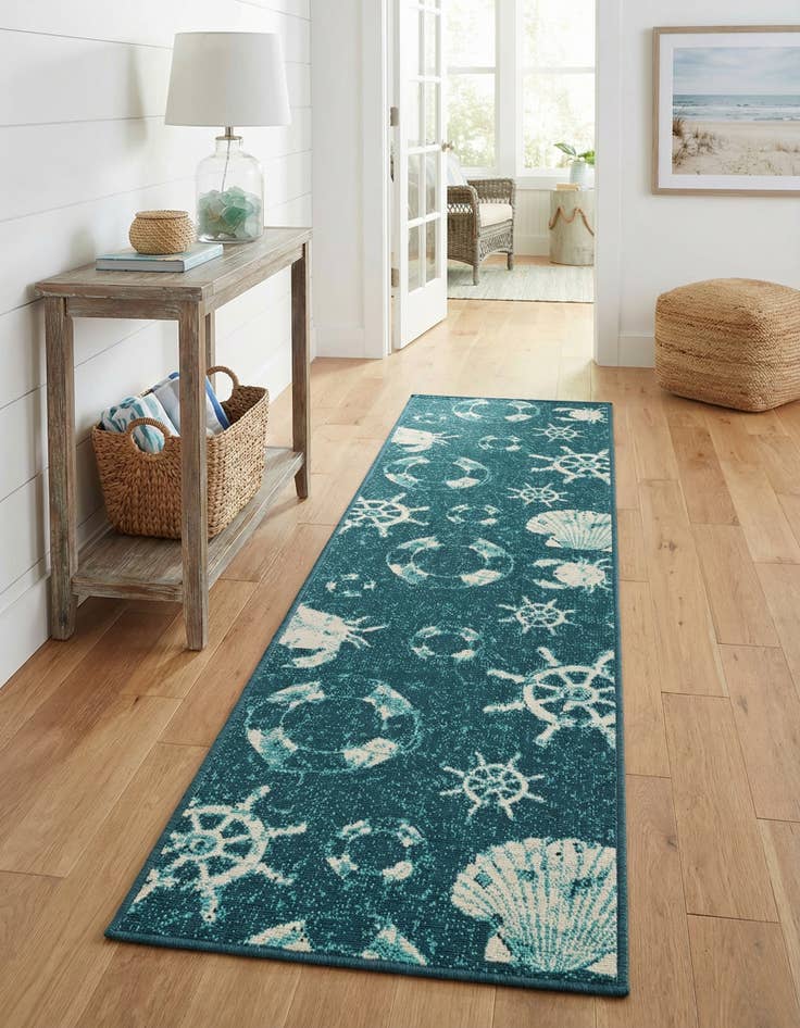 Detail image of 2' x 8'  Washable Coastal Indoor / Outdoor Runner Rug