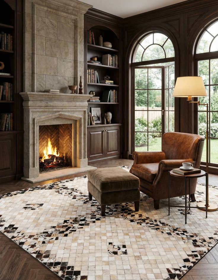 Detail image of 5' x 7' 11 Cowhide Stocks Rug