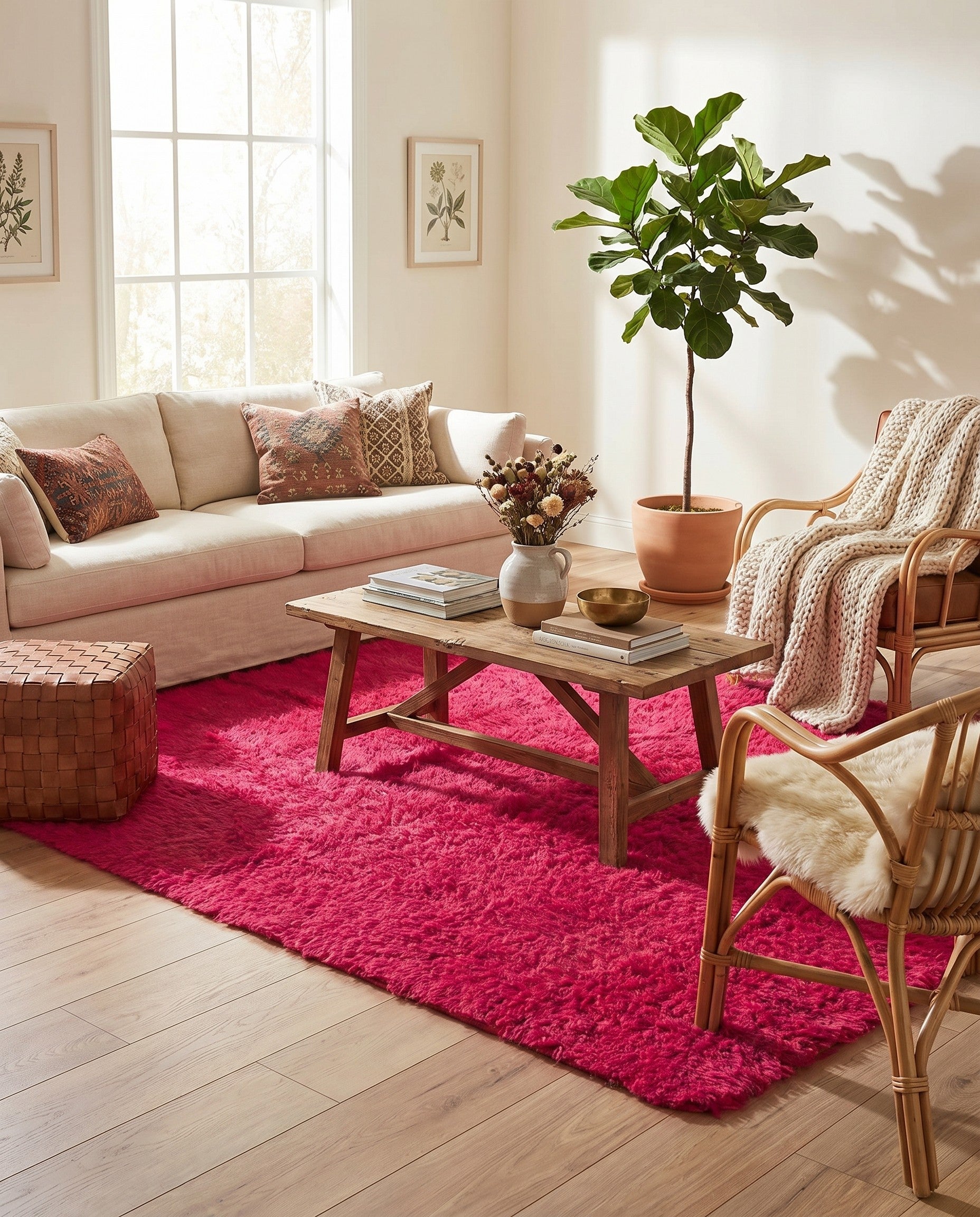 4' 7 x 6' 2 Hand Knotted Moroccan Wool Rug