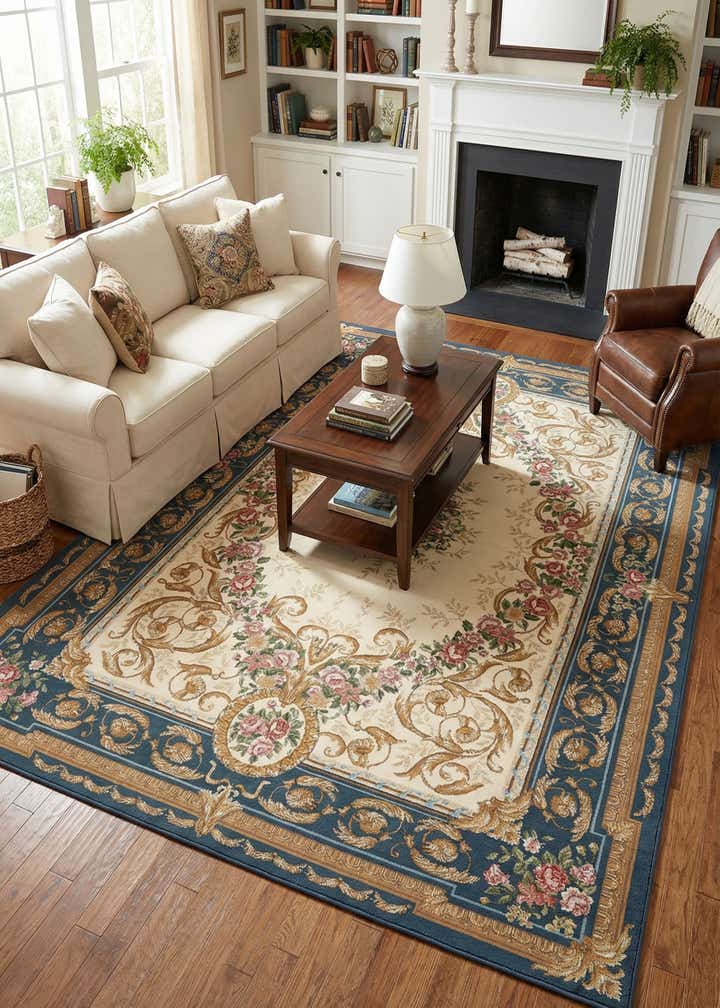 6' x 9' Easy-Clean Traditional Indoor / Outdoor Rug