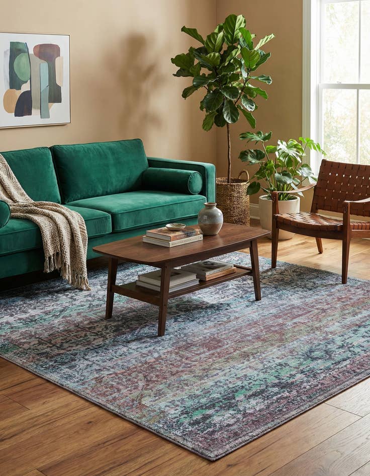 Detail image of  5' 3 x 5' 3  Washable Francesca Square Rug