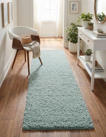 Sage Green Soft Solid Shag Runner Rug