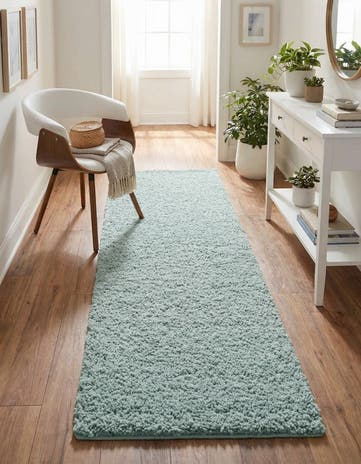 Sage Green Soft Solid Shag Runner Rug