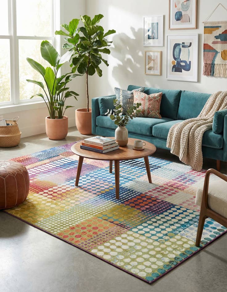 Detail image of 9' x 12'  Washable Modern Indoor / Outdoor Rug