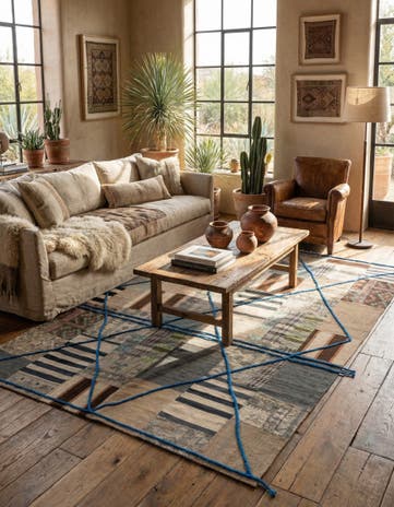 6' 8 x 9' 10 Hand Woven Kilim Patchwork Wool Rug