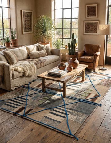6' 8 x 9' 10 Hand Woven Kilim Patchwork Wool Rug