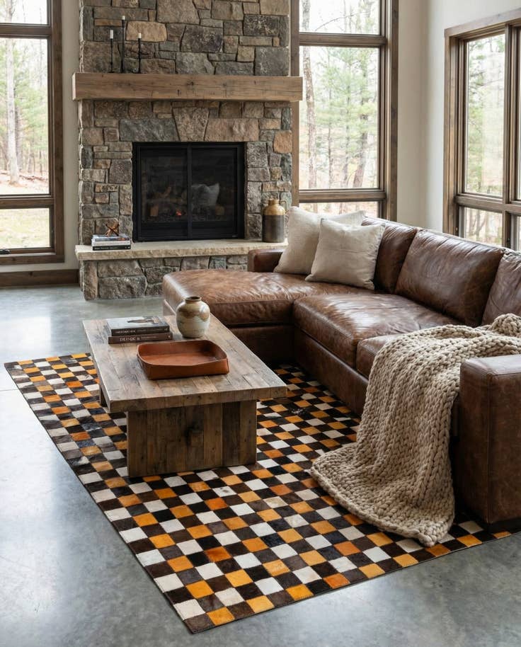 Detail image of 5' 1 x 8' Cowhide Stocks Rug