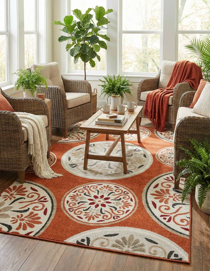 Detail image of 6' x 9'  Washable Modern Indoor / Outdoor Rug