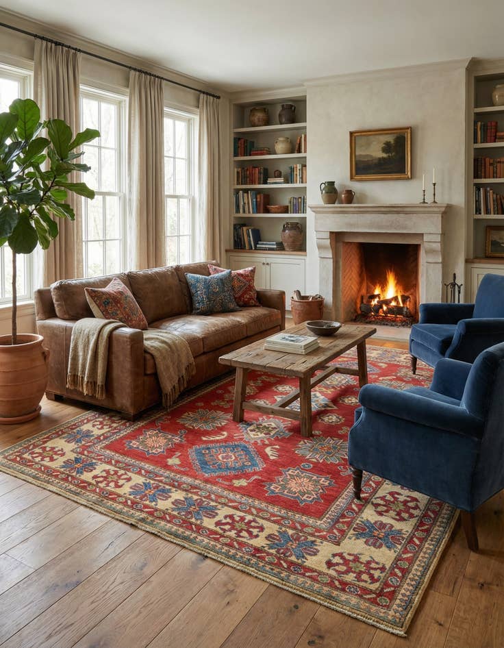 Detail image of 6' 1 x 9' 6  Hand Knotted Kazak Rug