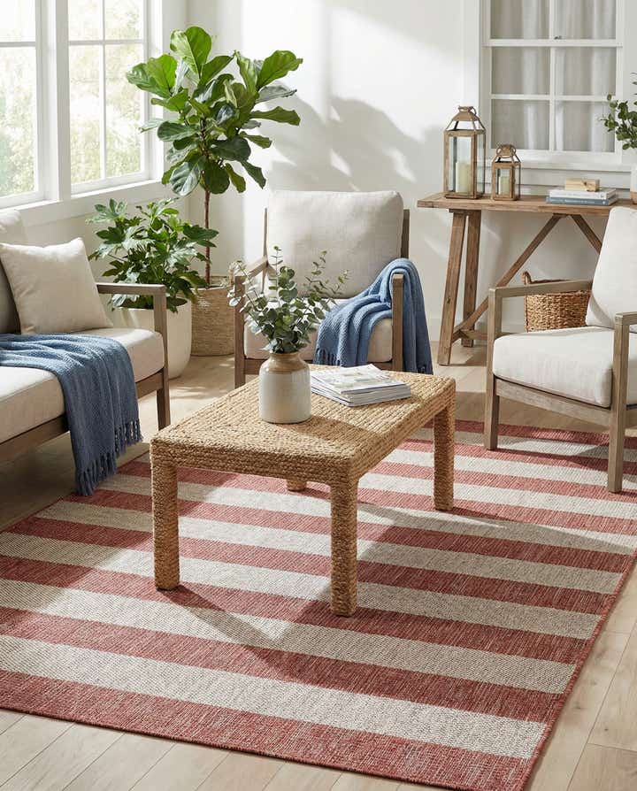 5' 3 x 7' Easy-Clean Ribbon Indoor / Outdoor Rug