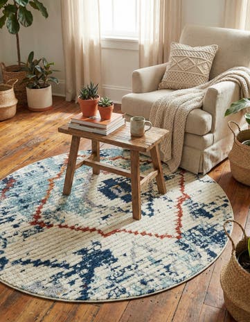 Light Blue Morocco Round Rug