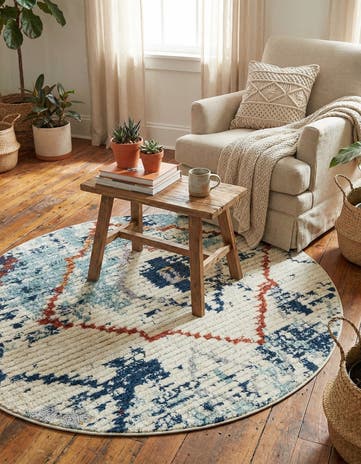Light Blue Morocco Round Rug