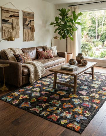 6' 1 x 8' 10 Hand Woven Kilim Suzani Wool Rug