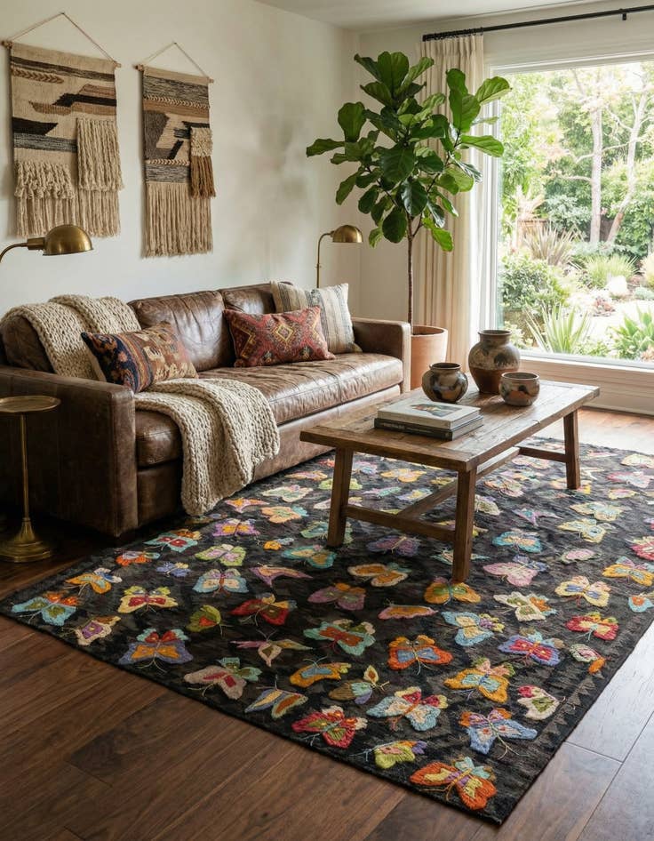 Detail image of 6' 1 x 8' 10  Hand Woven Kilim Suzani Wool Rug