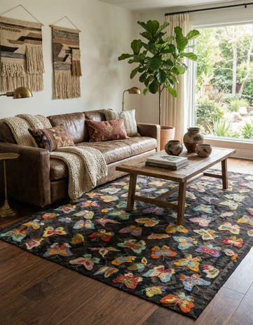 6' 1 x 8' 10 Hand Woven Kilim Suzani Wool Rug