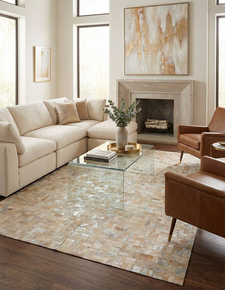 Detail image of 5' 3 x 7' 5 Cowhide Stocks Rug