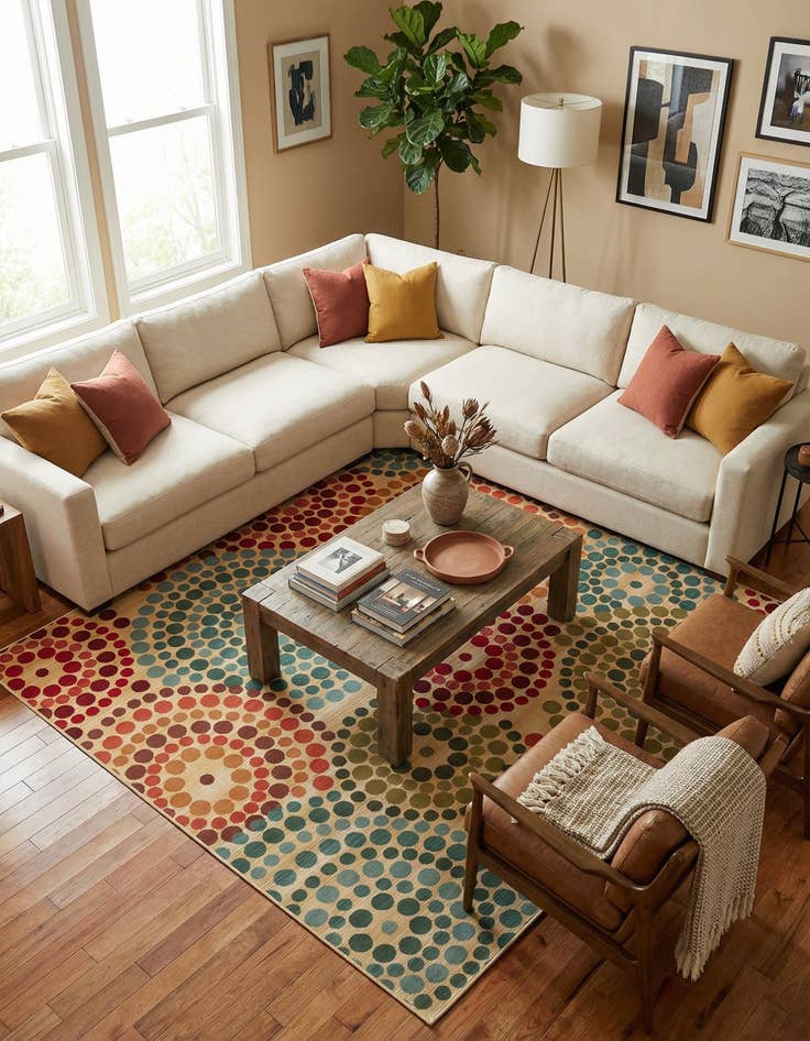 Detail image of 10' x 10' Easy-Clean Modern Indoor / Outdoor Square Rug