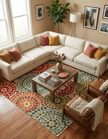 Beige Easy-Clean Modern Indoor / Outdoor Square Rug
