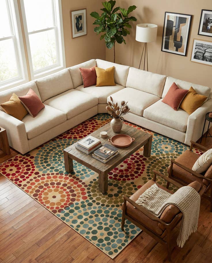 Detail image of 10' x 10' Easy-Clean Modern Indoor / Outdoor Square Rug