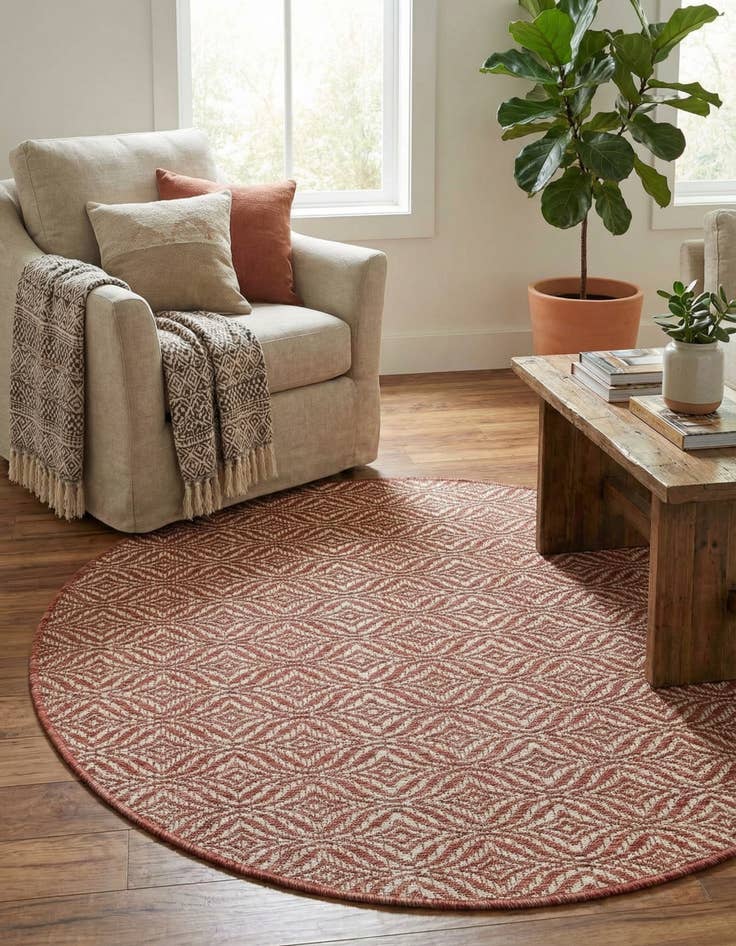 Detail image of 4' x 4'  Washable Trellis Indoor / Outdoor Round Rug