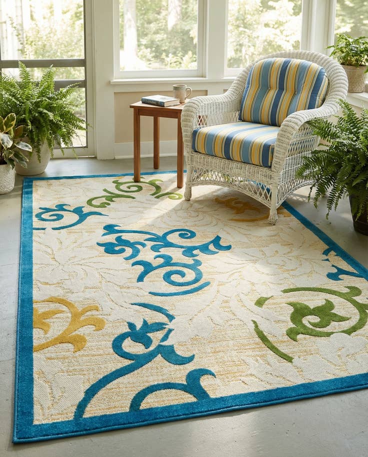 Detail image of 8' x 10' Easy-Clean Botanical Indoor / Outdoor Rug
