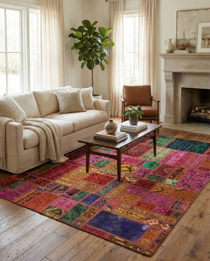 Detail image of 5' 9 x 7' 8 Hand Knotted Ultra Vintage Persian Wool Rug