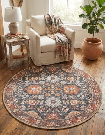 3' 6 x 3' 6 Washable Timeless Round Rug