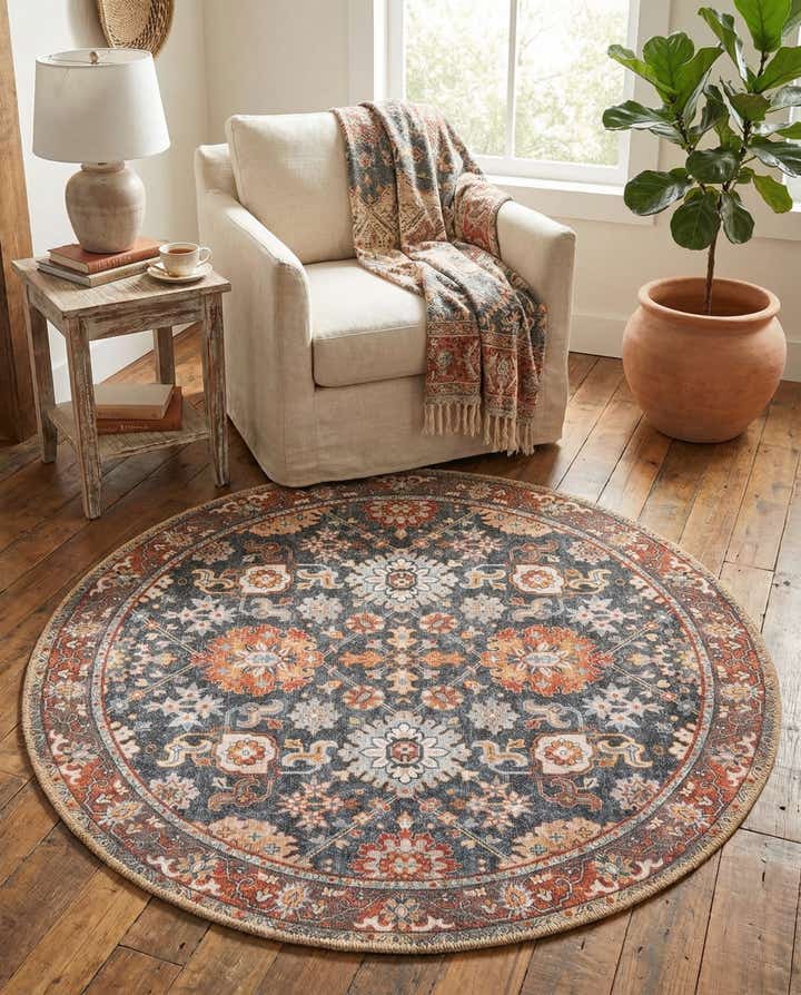 3' 6 x 3' 6 Washable Timeless Round Rug