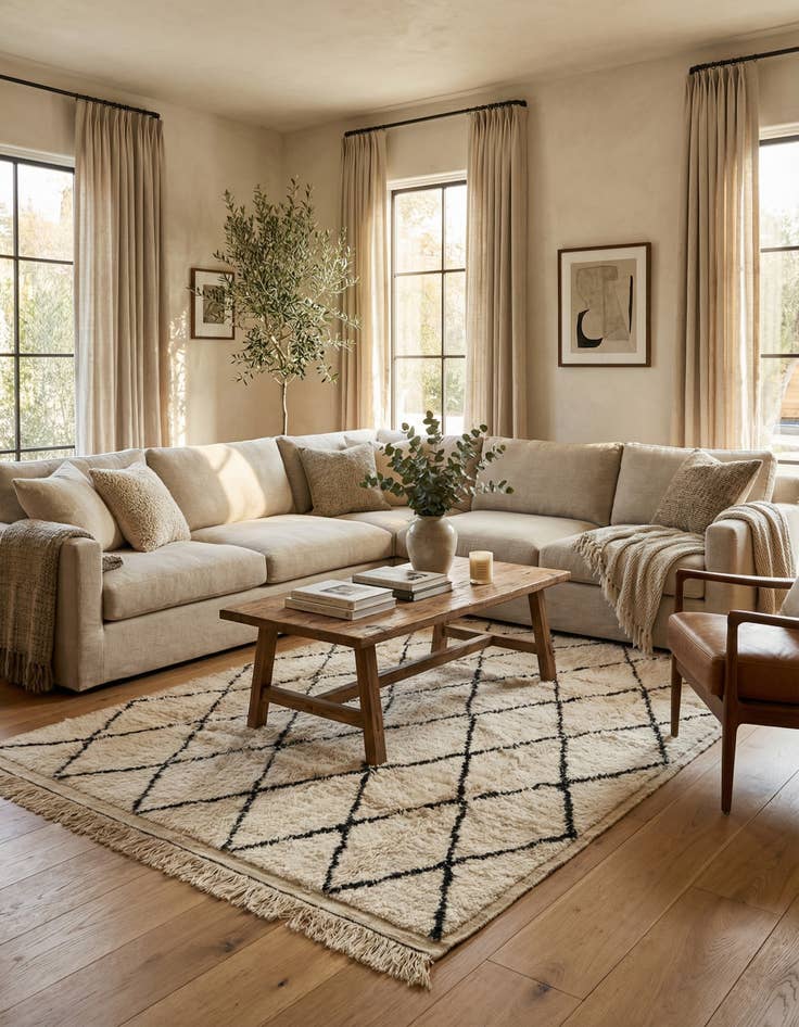 Detail image of  6' 2 x 10'  Hand Knotted Moroccan Wool Rug