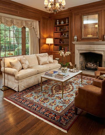 4' 7 x 6' 11 Hand Knotted Qom Persian Rug