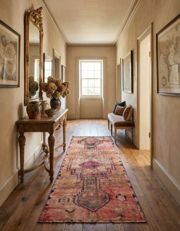 4' 7 x 9' 1 Hand Knotted Ultra Vintage Persian Wool Runner Rug