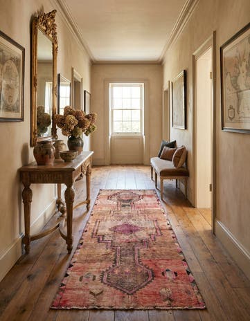 4' 7 x 9' 1 Hand Knotted Ultra Vintage Persian Wool Runner Rug