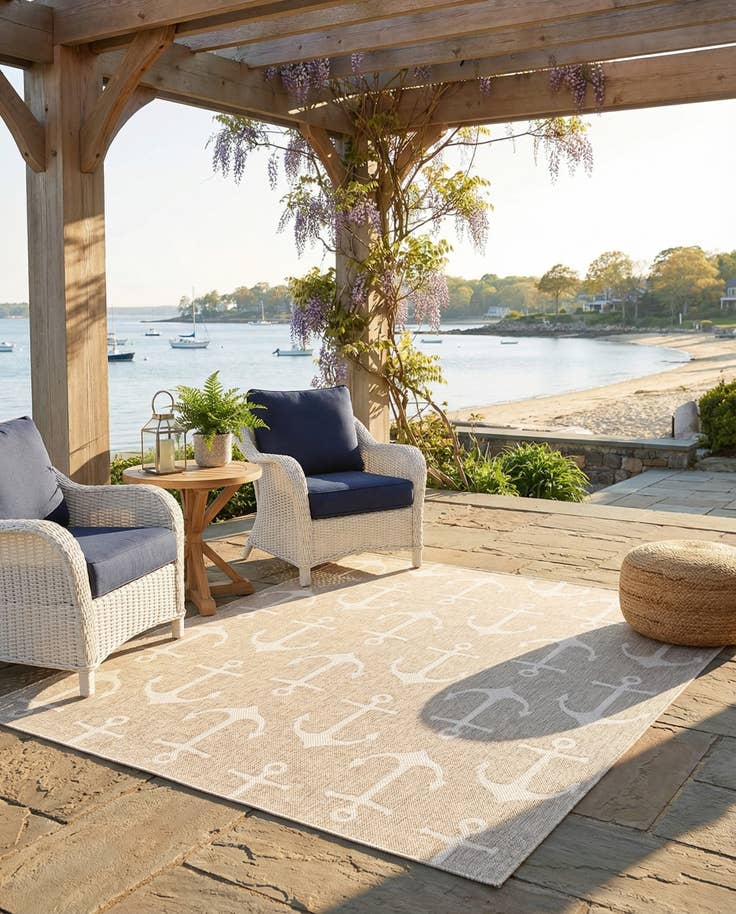 Detail image of 7' 10 x 7' 10 Easy-Clean Coastal Indoor / Outdoor Square Rug