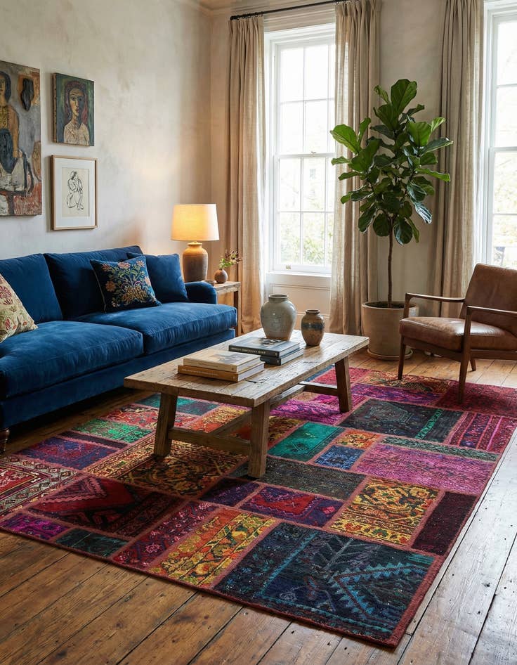 Detail image of 5' 8 x 7' 6  Hand Knotted Ultra Vintage Persian Wool Rug