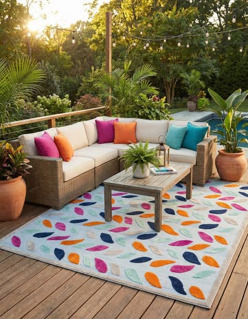 Blue Easy-Clean Aruba Indoor / Outdoor Rug
