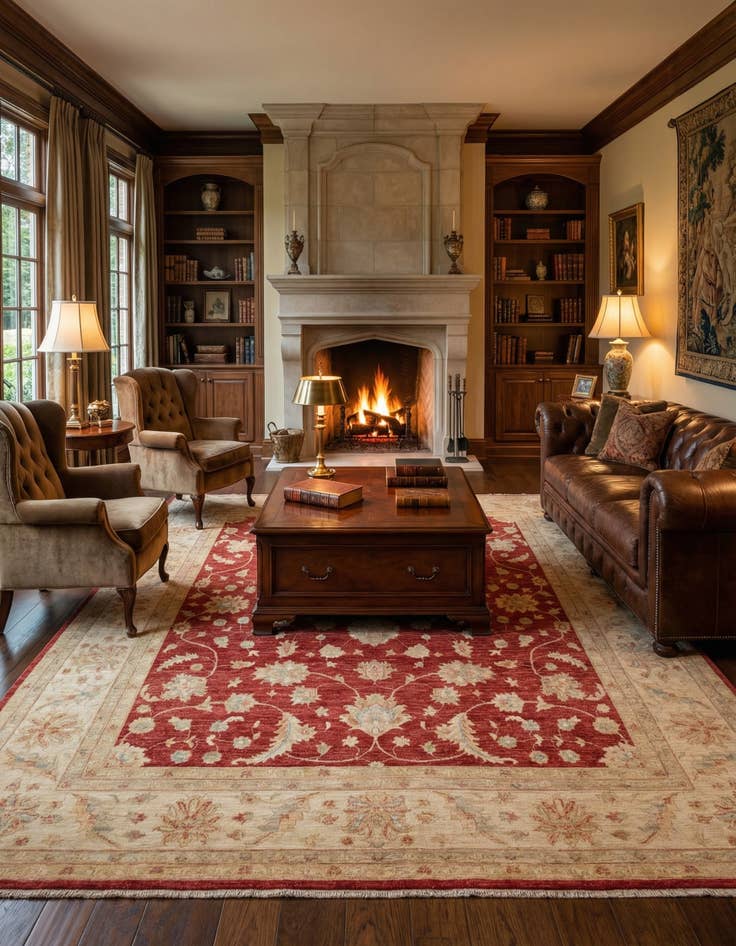 Detail image of 8' 3 x 9' 9 Hand Knotted Peshawar Ziegler Rug
