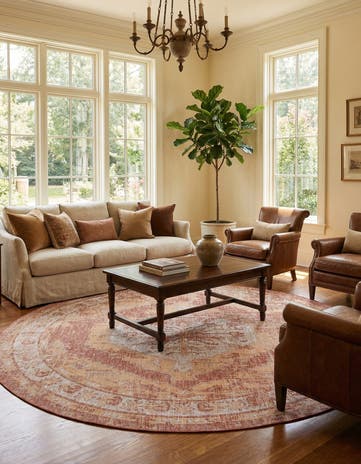 13' x 13' Easy-Clean Traditional Indoor / Outdoor Round Rug