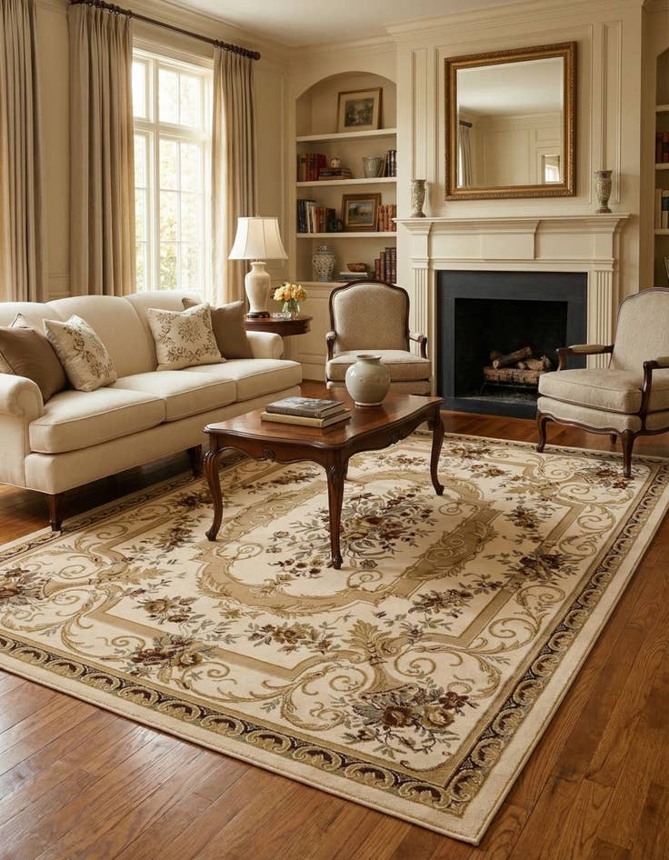 Detail image of 7' 10 x 11' Classic Aubusson Rug