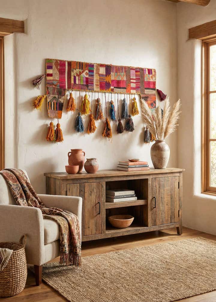 1' 8 x 4' 3 Hand Woven Wall Art Wool Rug