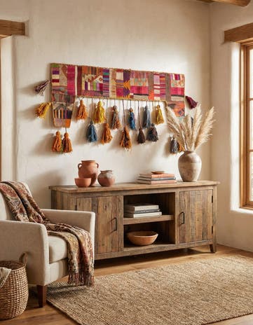 1' 8 x 4' 3 Hand Woven Wall Art Wool Rug