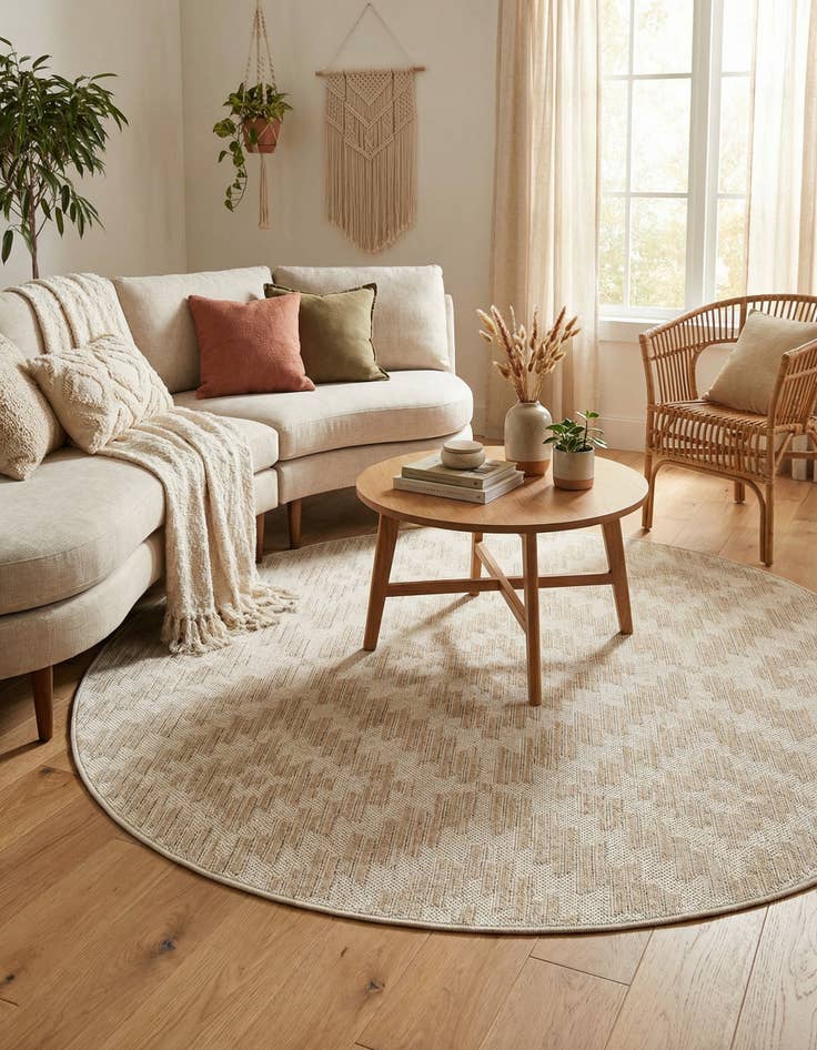 Detail image of 5' x 5'  Washable Sabrina Soto Indoor / Outdoor Round Rug