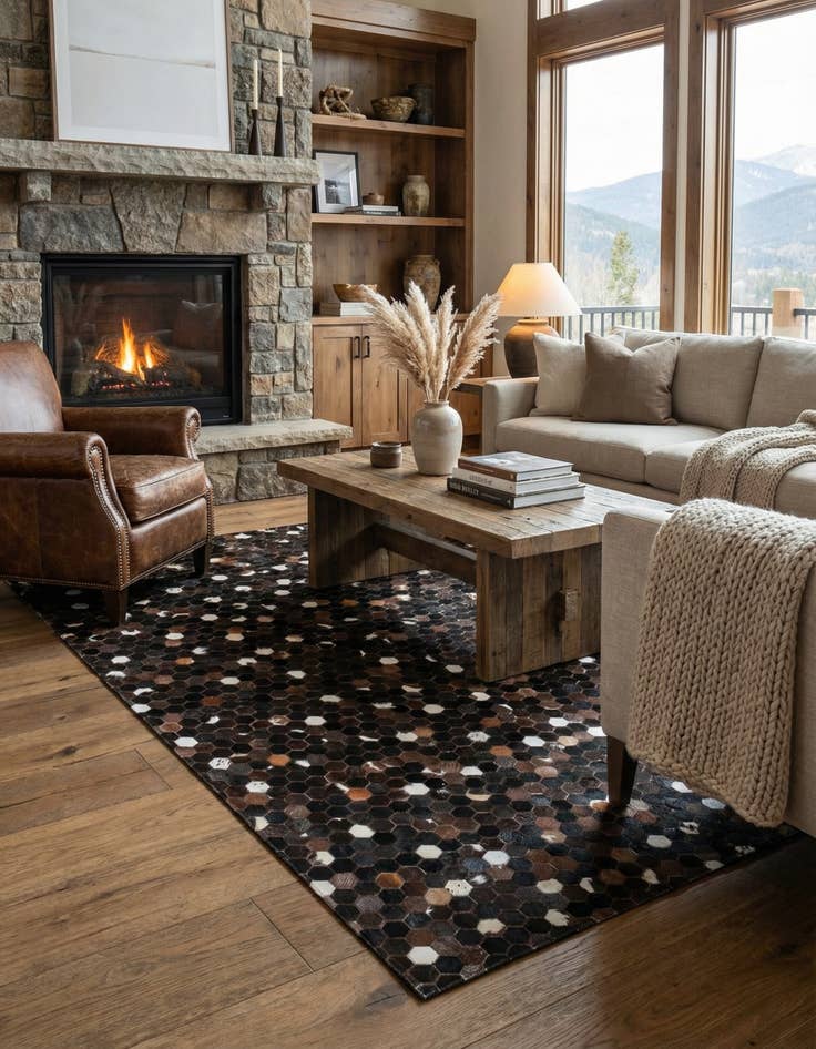 Detail image of 5' x 8' Cowhide Leather Rug