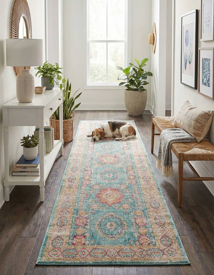 Detail image of 2' 7 x 9' 10 Aqua Runner Rug