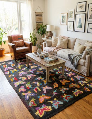 5' 3 x 7' 9 Hand Woven Kilim Suzani Wool Rug