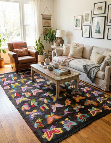5' 3 x 7' 9 Hand Woven Kilim Suzani Wool Rug