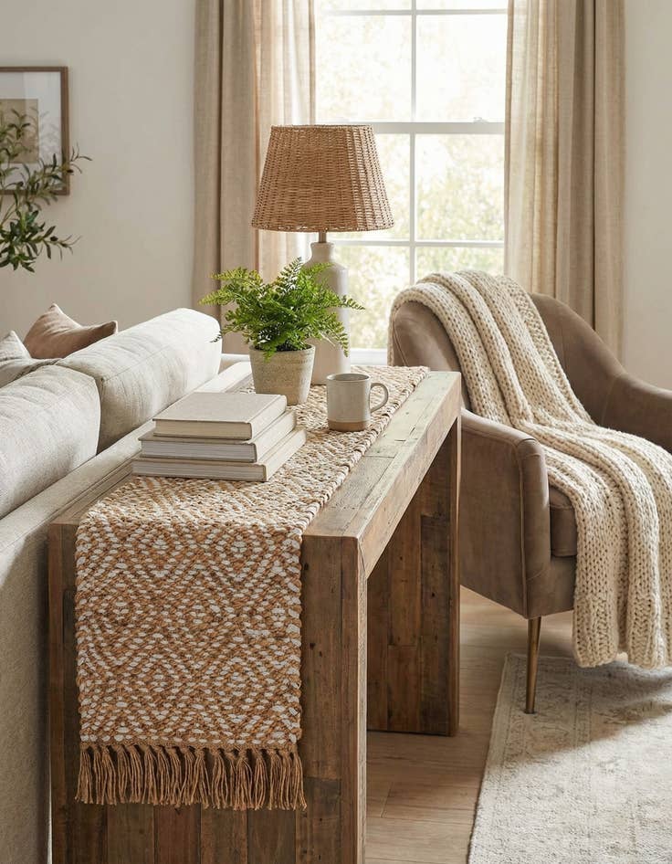 Detail image of  1' 2 x 6' 1  Hand Woven Braided Jute Table Runner Rug